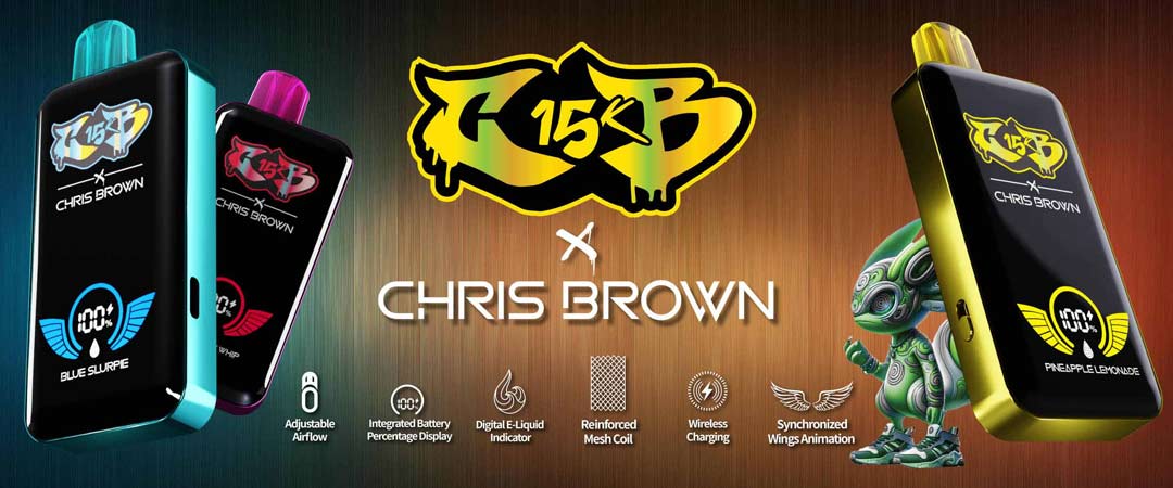 พอตใช้แล้วทิ้ง Chris Brown CB15K ชาร์จไร้สาย จอใหญ่ กลิ่นชัด